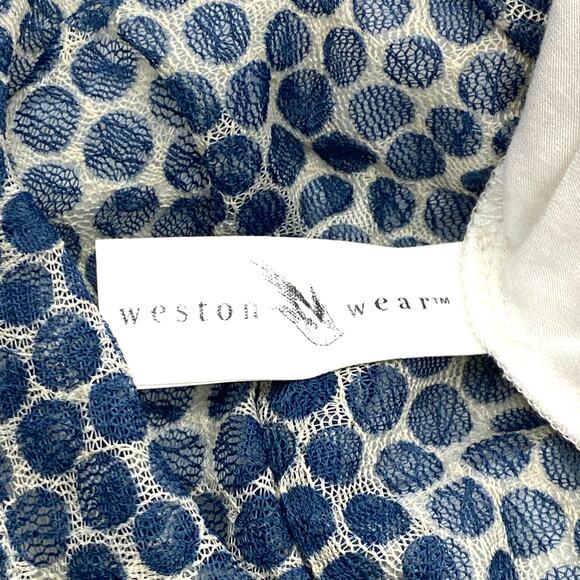 Weston Wear Anthropologie Dress Frothed Dot Blue White Sz S Retro Fit & Flare - Picture 4 of 8